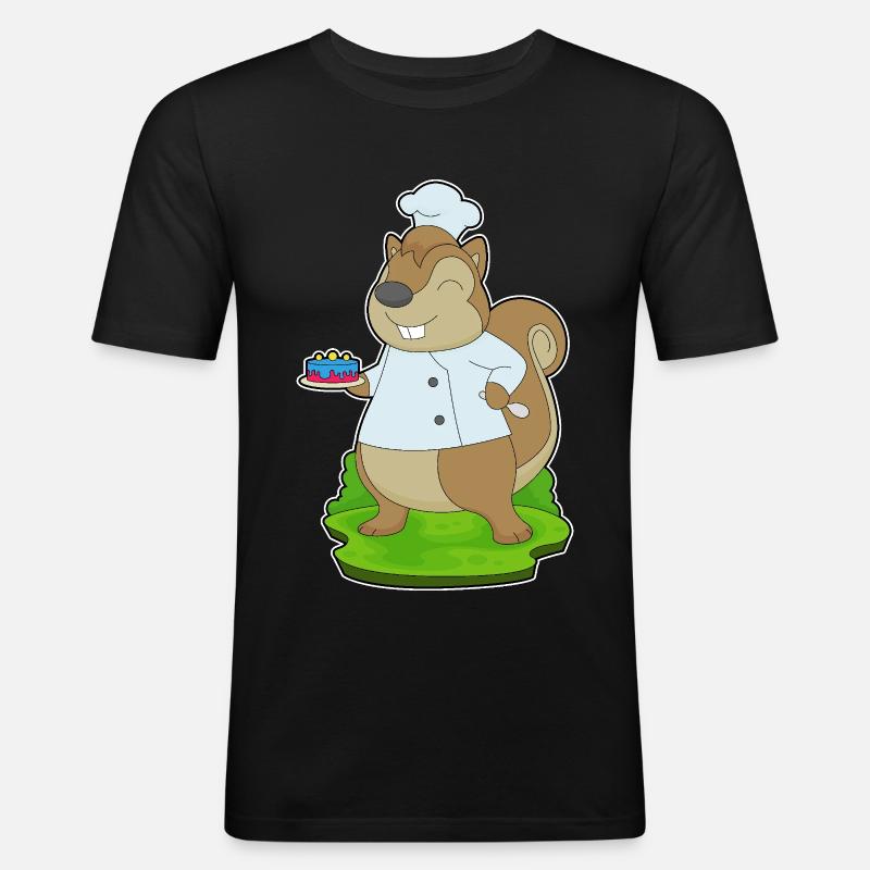 Squirrel Birthday Chef - Men's Slim Fit T-Shirt - black