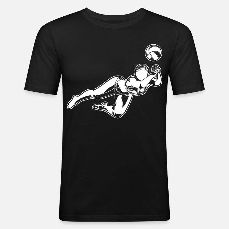 Beach Volleyball Mädchen - Männer Slim Fit T-Shirt - Schwarz