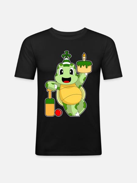 Turtle Birthday Cricket - Men's Slim Fit T-Shirt - black