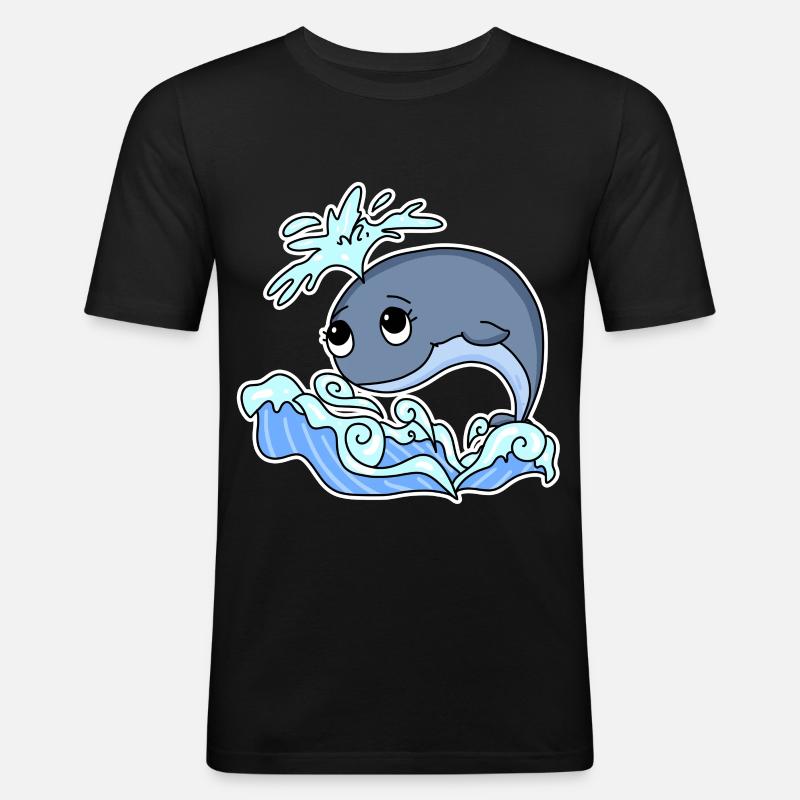 Wal tier Ozean Grafik - Männer Slim Fit T-Shirt - Schwarz