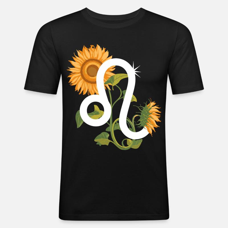 Löwe Sternzeichen - Sonnenblume Astrologie Geschenk - Männer Slim Fit T-Shirt - Schwarz