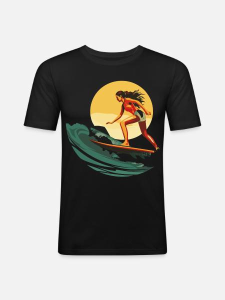 Surfeur - T-shirt près du corps Homme - noir