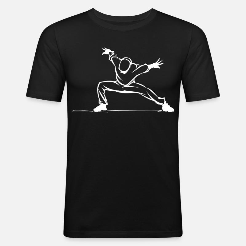 Breakdancer Zeichnung - Männer Slim Fit T-Shirt - Schwarz