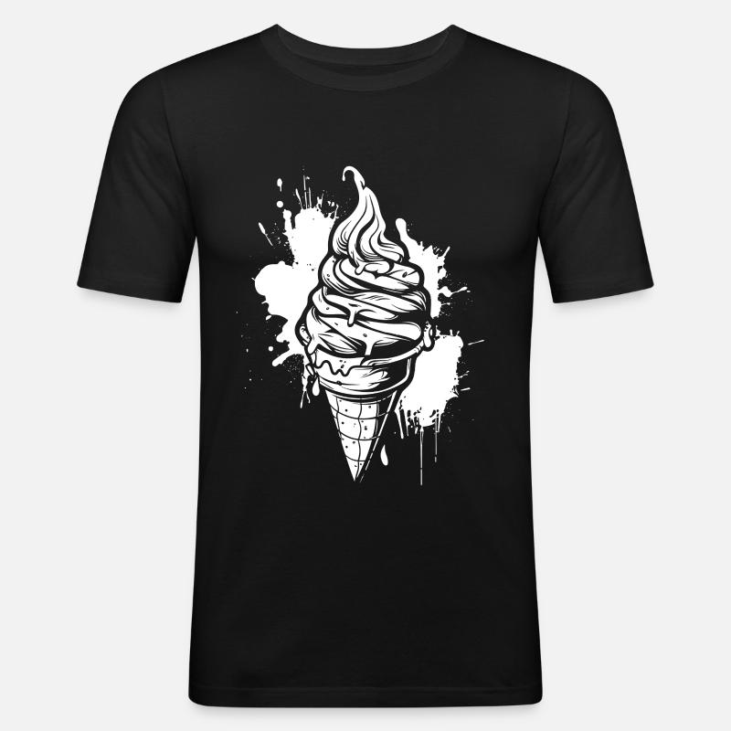 Eiscreme - Männer Slim Fit T-Shirt - Schwarz
