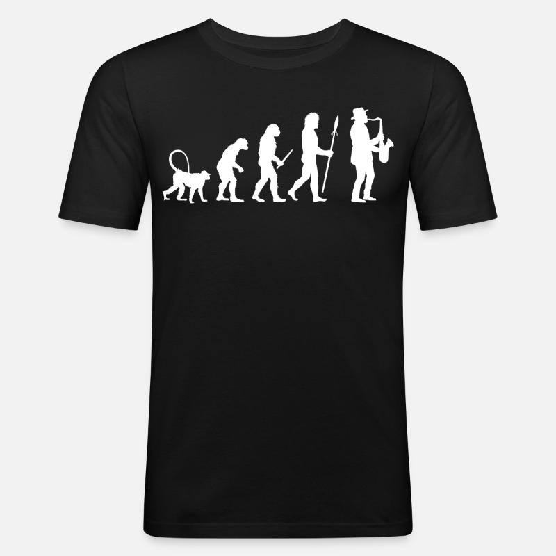 Evolution der Jazz Musik - Männer Slim Fit T-Shirt - Schwarz