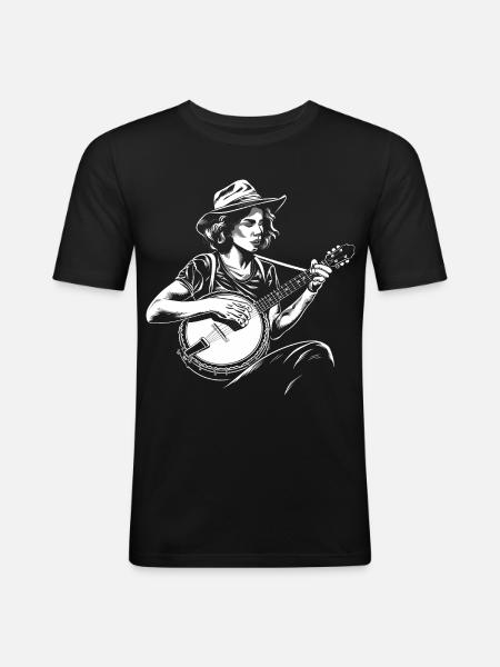 Banjo Player Sketch - Men's Slim Fit T-Shirt - black