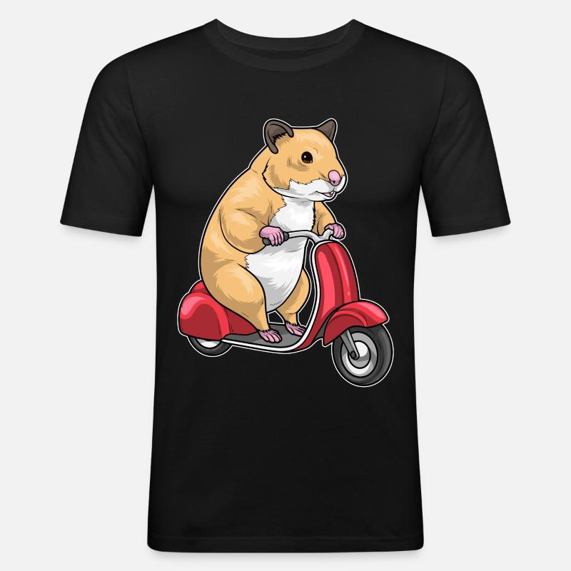 Hamster Motorroller - Männer Slim Fit T-Shirt - Schwarz
