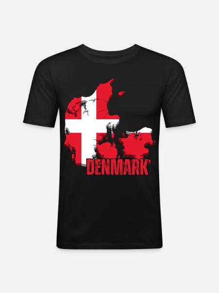 Fierté danoise, drapeau du Danemark - T-shirt près du corps Homme - noir