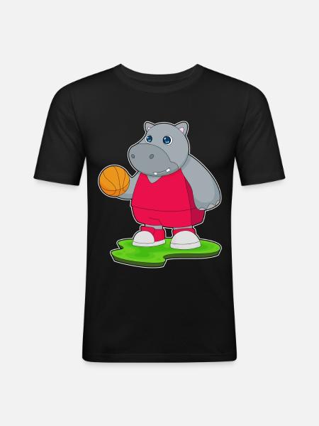 Hippopotame Basketteur Basketteur - T-shirt près du corps Homme - noir