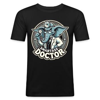 Smartass Doctor Elephant Funny Gift - Men's Slim Fit T-Shirt - black - Front - Nik (191cm)
