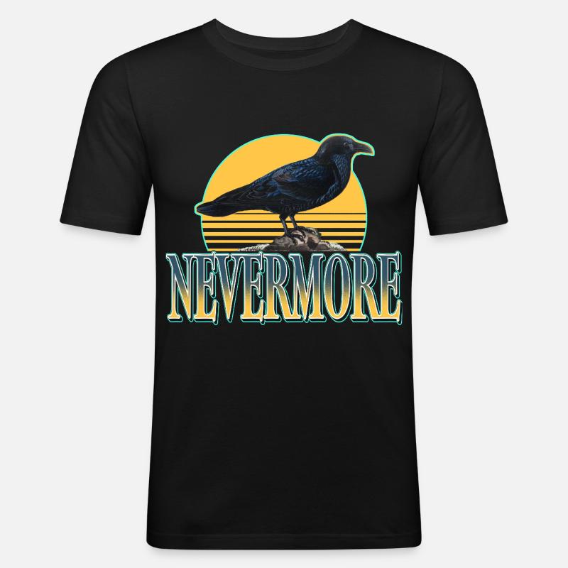 Nevermore – Raben & Gothic Ästhetik - Männer Slim Fit T-Shirt - Schwarz