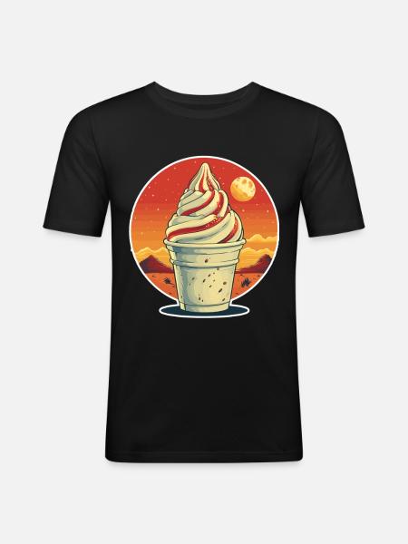 cream sundae portrait - Men's Slim Fit T-Shirt - black