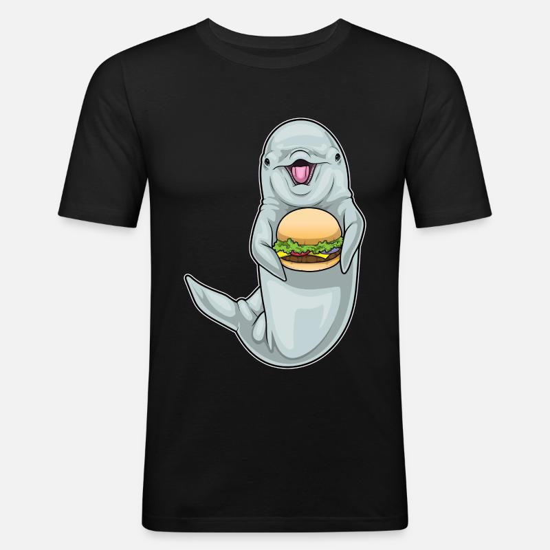 Delfin Cheeseburger - Männer Slim Fit T-Shirt - Schwarz