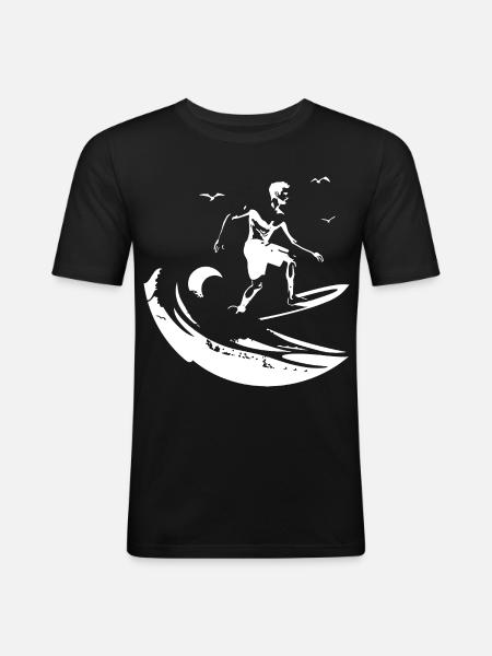 Surfing Drawing - Men's Slim Fit T-Shirt - black