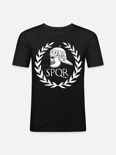 Empire romain et crâne blanc - T-shirt près du corps Homme - noir