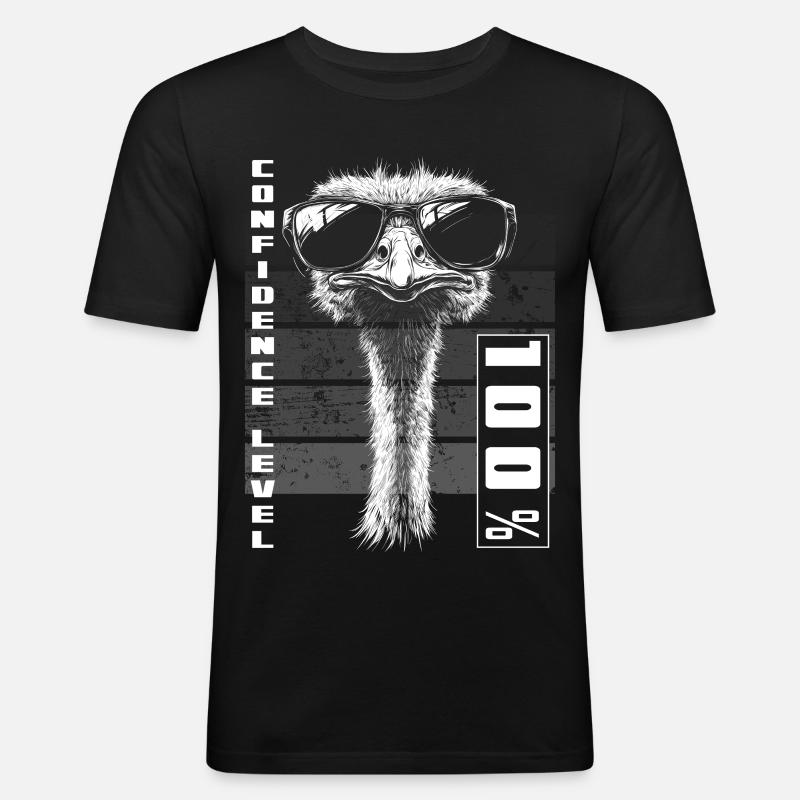 Vogel Strauß Sonnenbrille Selbstbewusst Geschenk - Männer Slim Fit T-Shirt - Schwarz