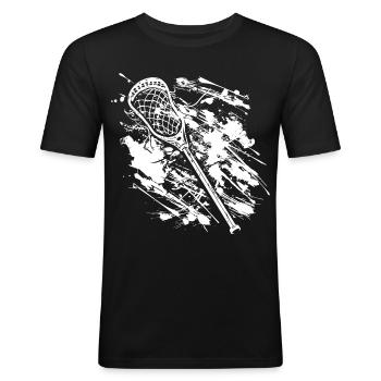 Graffiti de batte de crosse - T-shirt près du corps Homme - noir - Devant - Nik (191cm)
