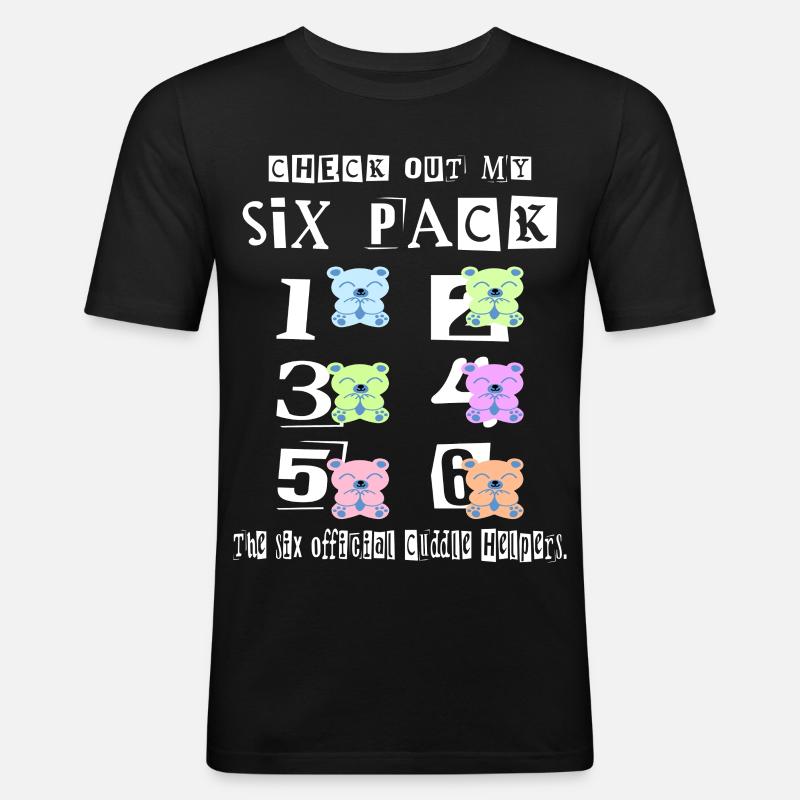 Teddy Kuschel Six Pack - Männer Slim Fit T-Shirt - Schwarz