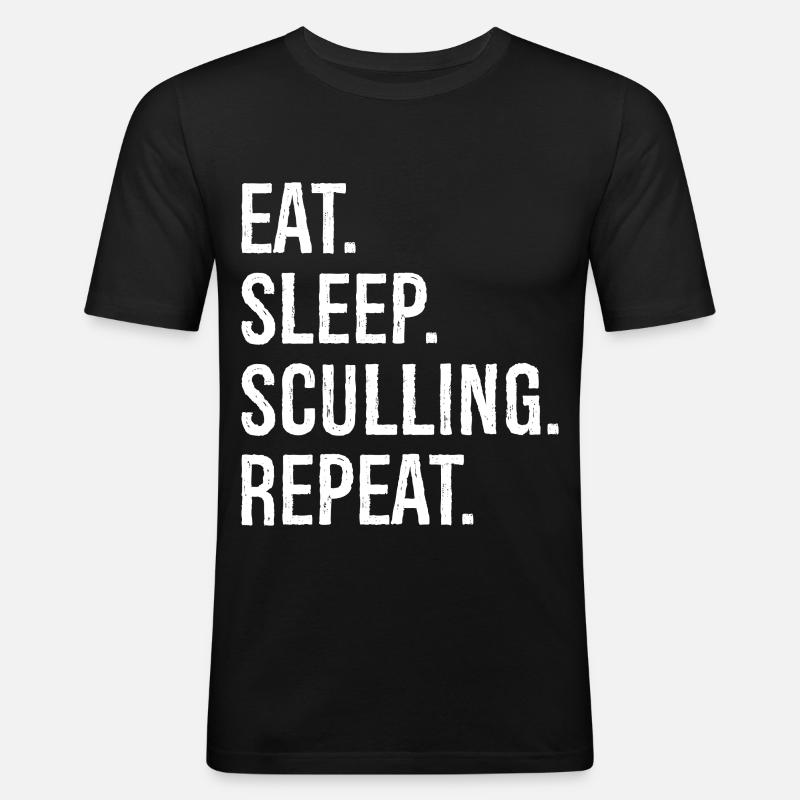 eat sleep sculling repeat - Männer Slim Fit T-Shirt - Schwarz