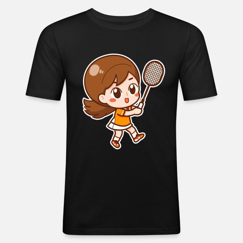 Badminton Mädchen - Männer Slim Fit T-Shirt - Schwarz