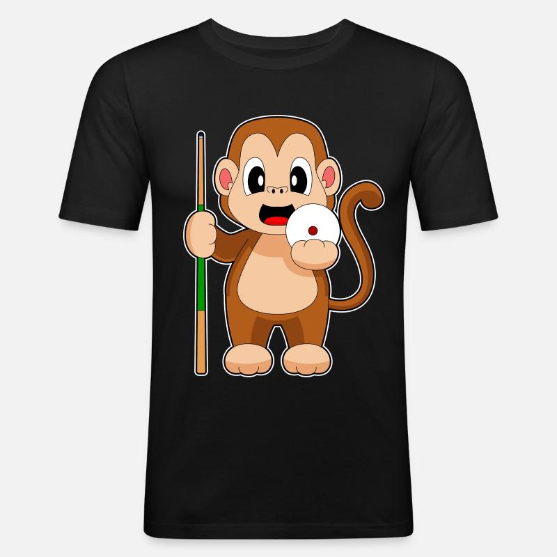 Queue de billard Monkey - T-shirt près du corps Homme - noir
