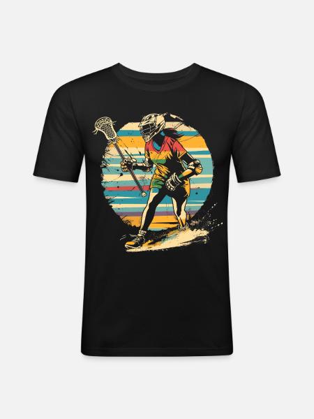 Retro Lacrosse Player 90s - Men's Slim Fit T-Shirt - black