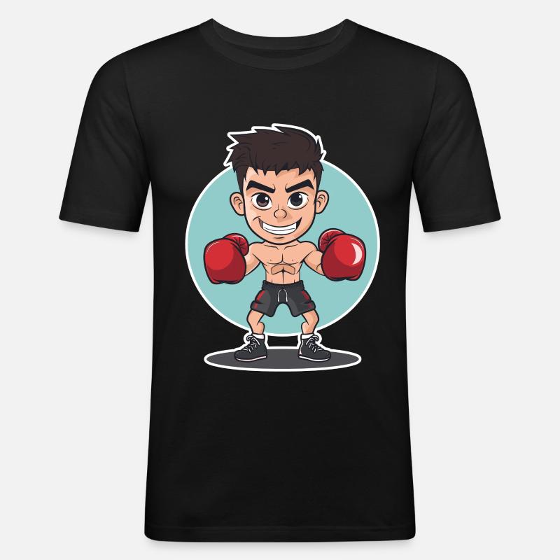 Boxer Comic Look - Männer Slim Fit T-Shirt - Schwarz