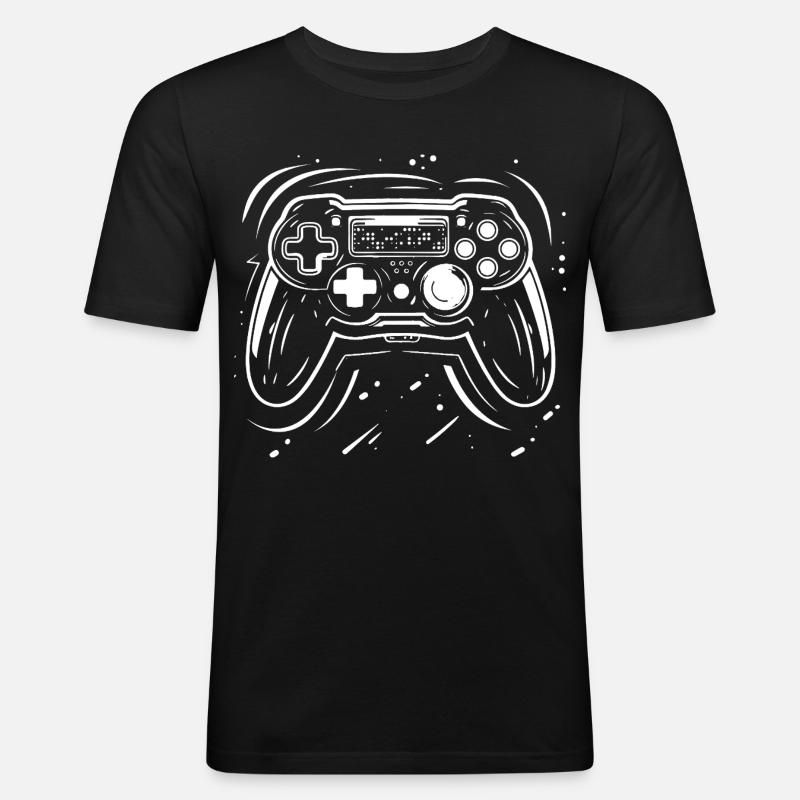 Gaming Controller Zeichnung - Männer Slim Fit T-Shirt - Schwarz