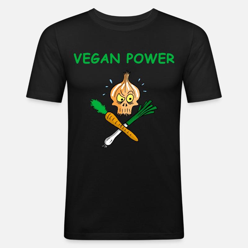 Die Kraft der Veganer - Männer Slim Fit T-Shirt - Schwarz