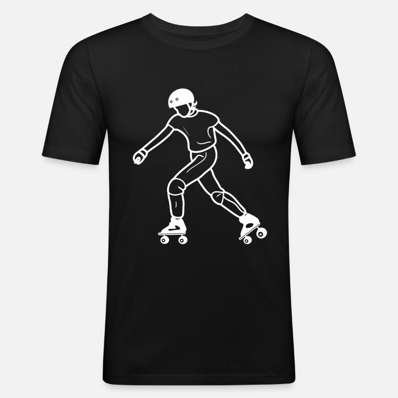 Roller Skating Zeichnung - Männer Slim Fit T-Shirt - Schwarz