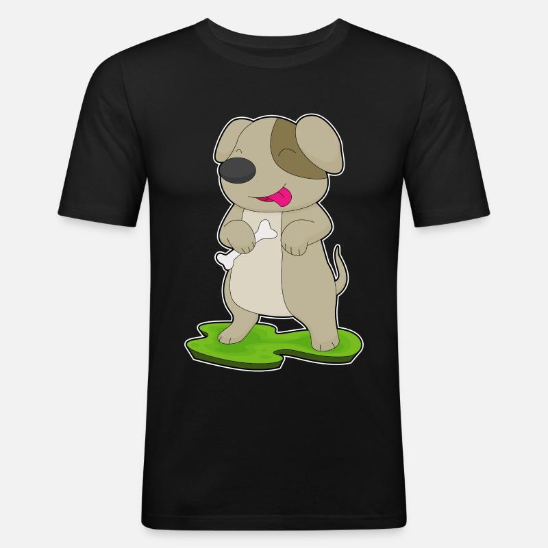 Hund Knochen - Männer Slim Fit T-Shirt - Schwarz