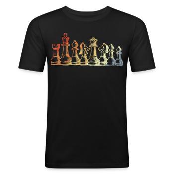 Vintage Schachfiguren Skizze - Männer Slim Fit T-Shirt - Schwarz - Vorne - Nik (191cm)