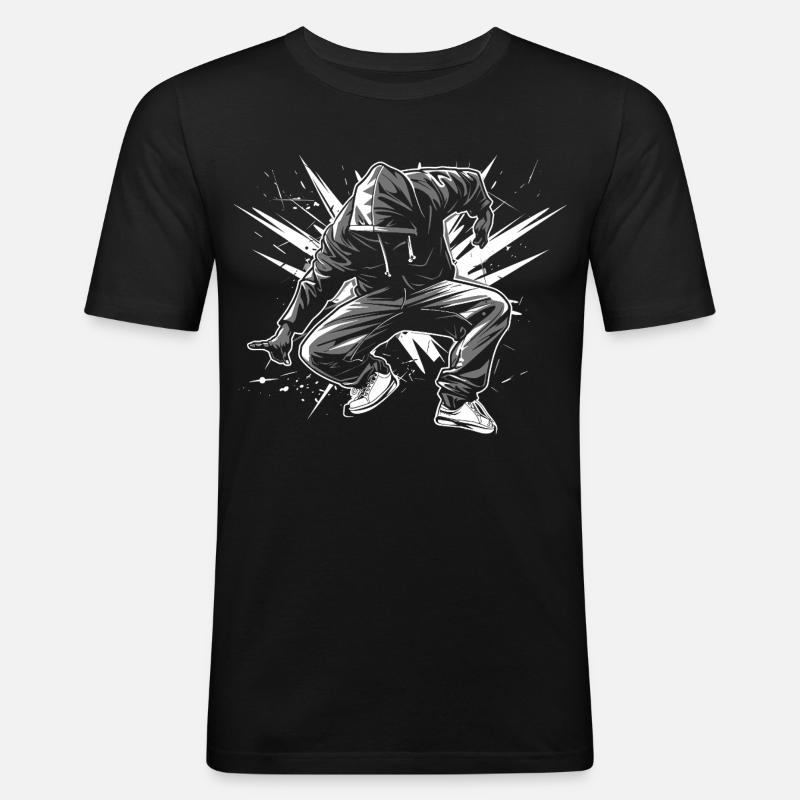 Breakdancer - Männer Slim Fit T-Shirt - Schwarz