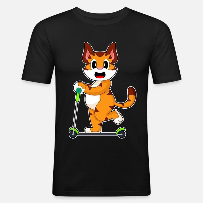 Tiger Scooter - Männer Slim Fit T-Shirt - Schwarz