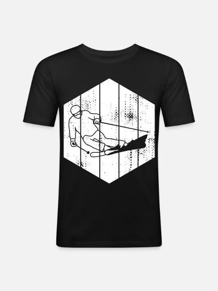 Skier Drawing - Men's Slim Fit T-Shirt - black