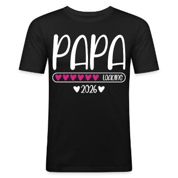 Papa 2026 loading - Männer Slim Fit T-Shirt - Schwarz - Vorne - Nik (191cm)