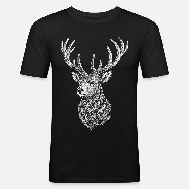 Cerf - T-shirt près du corps Homme - noir