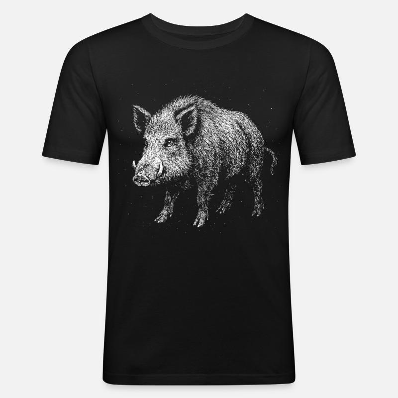 Sanglier - T-shirt près du corps Homme - noir