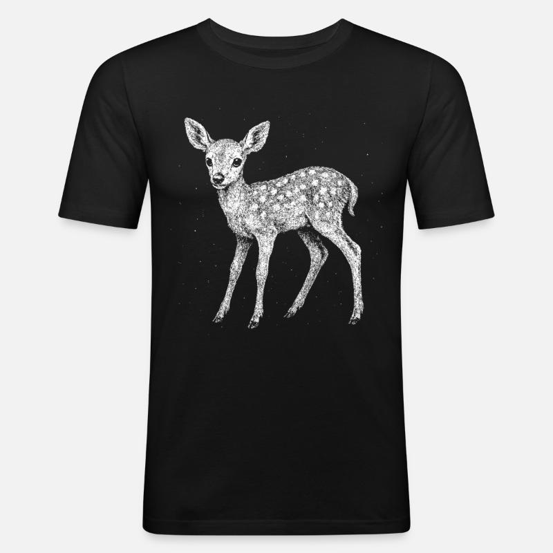 Rehkitz - Männer Slim Fit T-Shirt - Schwarz