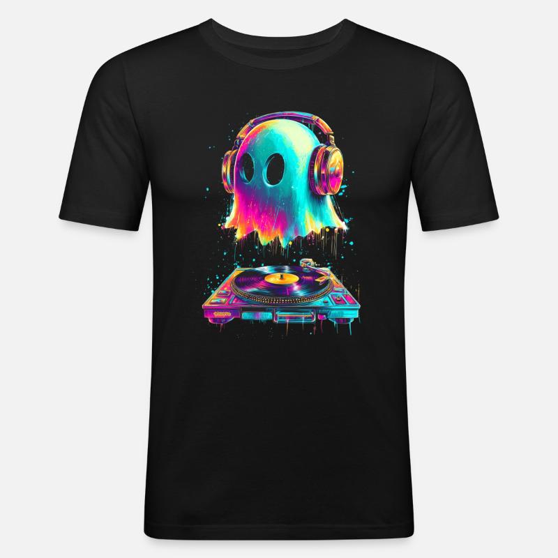 DJ Ghost - Männer Slim Fit T-Shirt - Schwarz