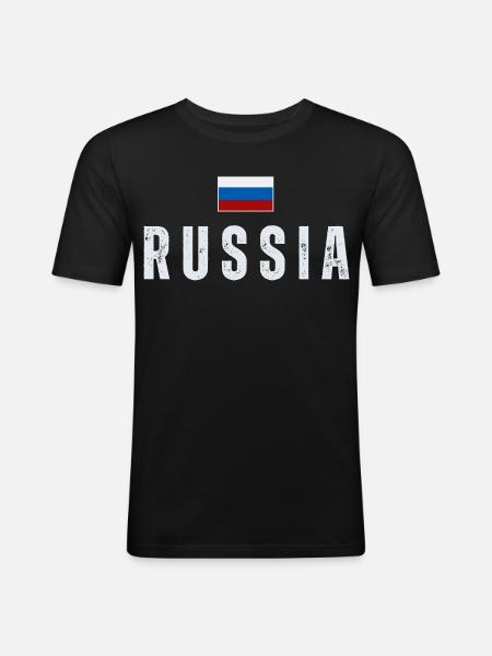 Russian flag, Russian pride - Men's Slim Fit T-Shirt - black