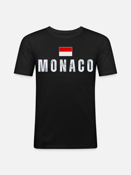 Monaco flag, Monegasque pride - Men's Slim Fit T-Shirt - black