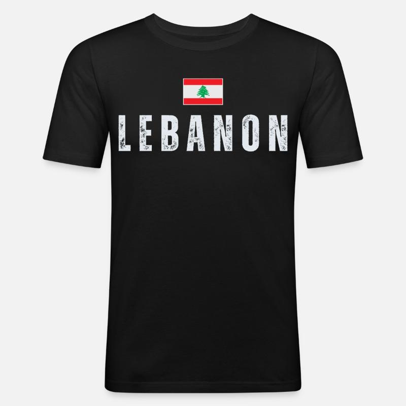 Stolzer Libanese, Flagge des Libanon - Männer Slim Fit T-Shirt - Schwarz