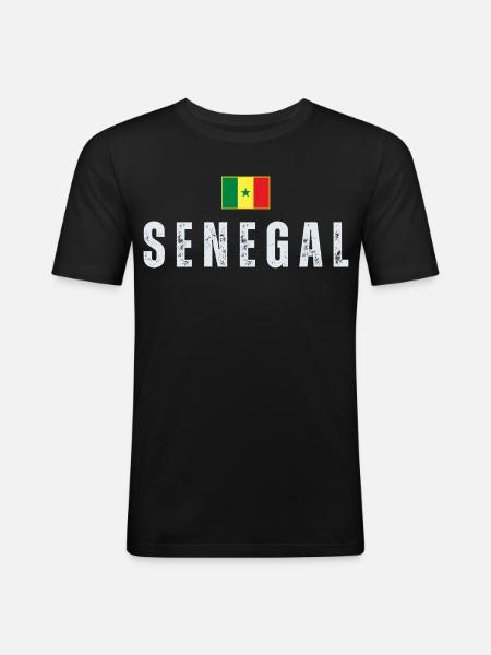 Drapeau sénégalais, fier Sénégalais - T-shirt près du corps Homme - noir