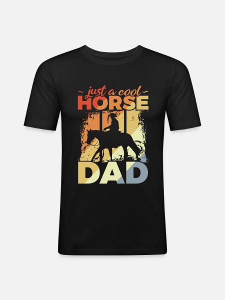 Cool Horse Dad - Männer Slim Fit T-Shirt - Schwarz