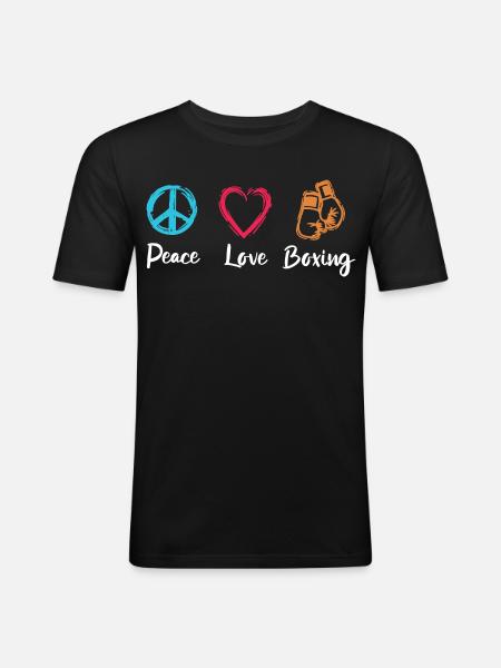 Peace Love Boxing - Men's Slim Fit T-Shirt - black
