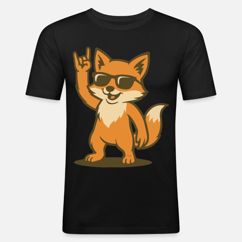 Fox on Fire - Männer Slim Fit T-Shirt - Schwarz