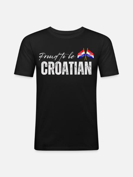 Kroatisk stolt, jeg elsker Kroatien - Herre Slim Fit T-Shirt - sort