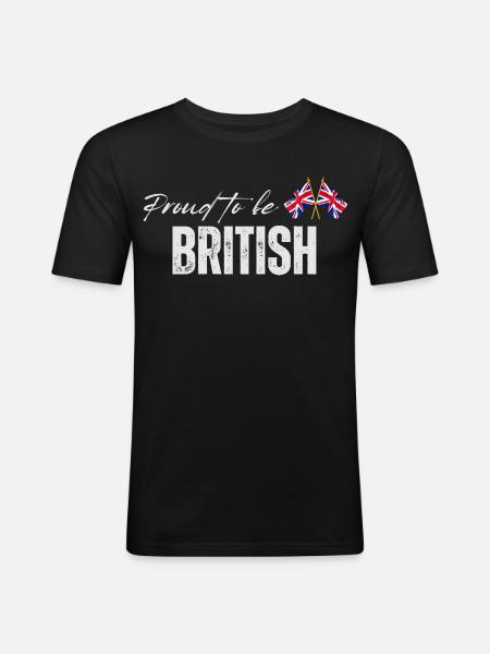 Proud British, I love the UK - Men's Slim Fit T-Shirt - black