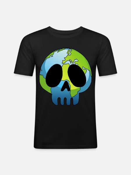 Skull of Planet Earth - Men's Slim Fit T-Shirt - black